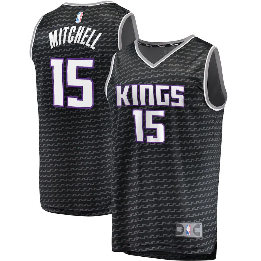 Men Sacramento Kings #15 Davion Mitchell Fanatics Branded Black 2022-23 Fast Break Replica NBA Jersey